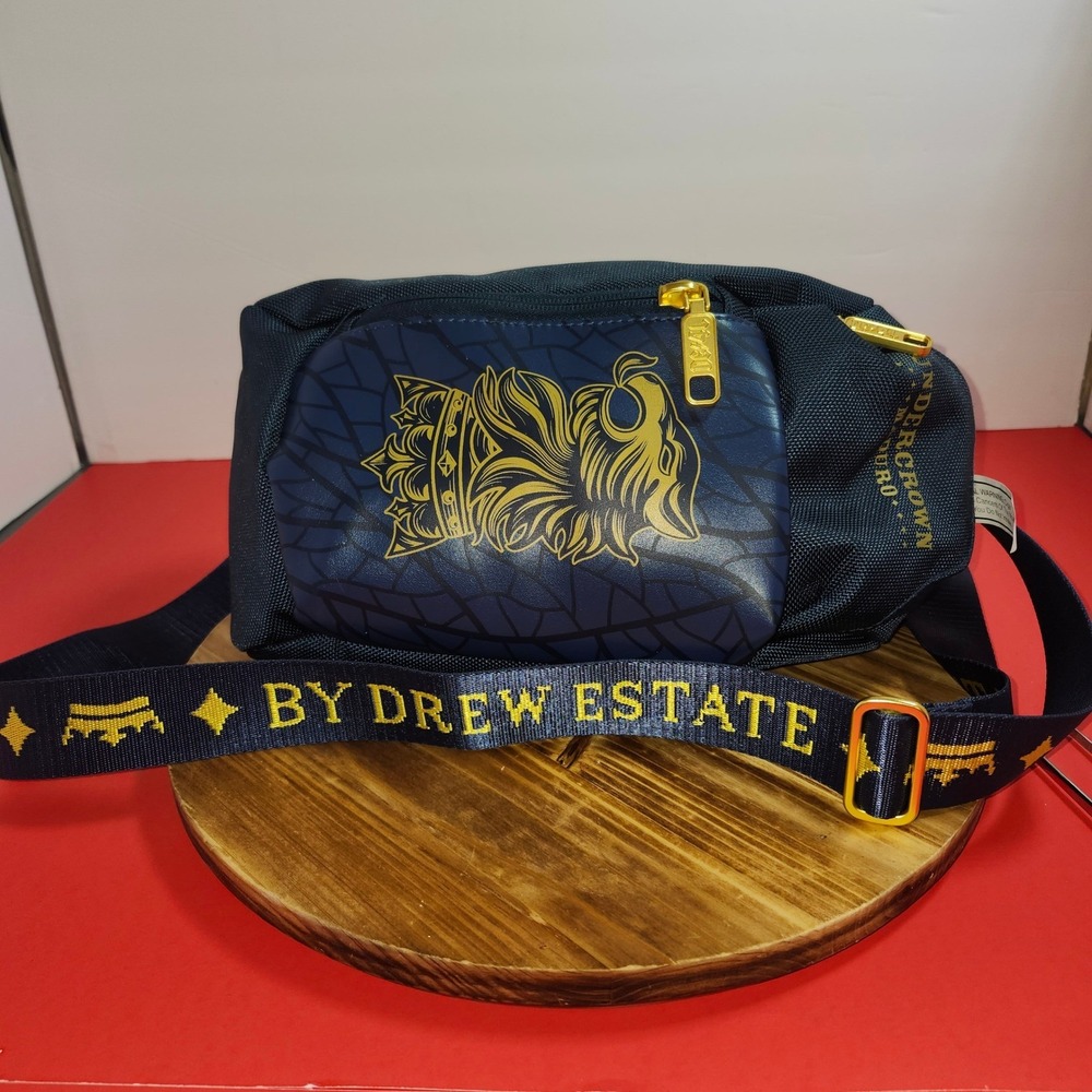 Drew Estate Undercrown Maduro Sling Bag Navy Blue Gold Crossbody Pack Mens